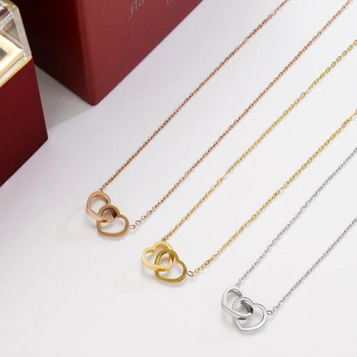 Colar Lovers Personalizável Dois Corações + Caixa Rosa Eterna de Brinde